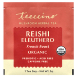 Teeccino, Mushroom Herbal Tea, Reishi Eleuthero, French Roast, Caffeine Free, 10 Tea Bags, 2.12 oz (60 g)