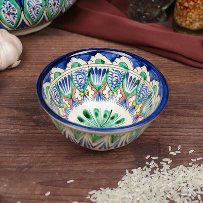 Пиала Риштанская Керамика Цветы , 11,5 см, большая, микс