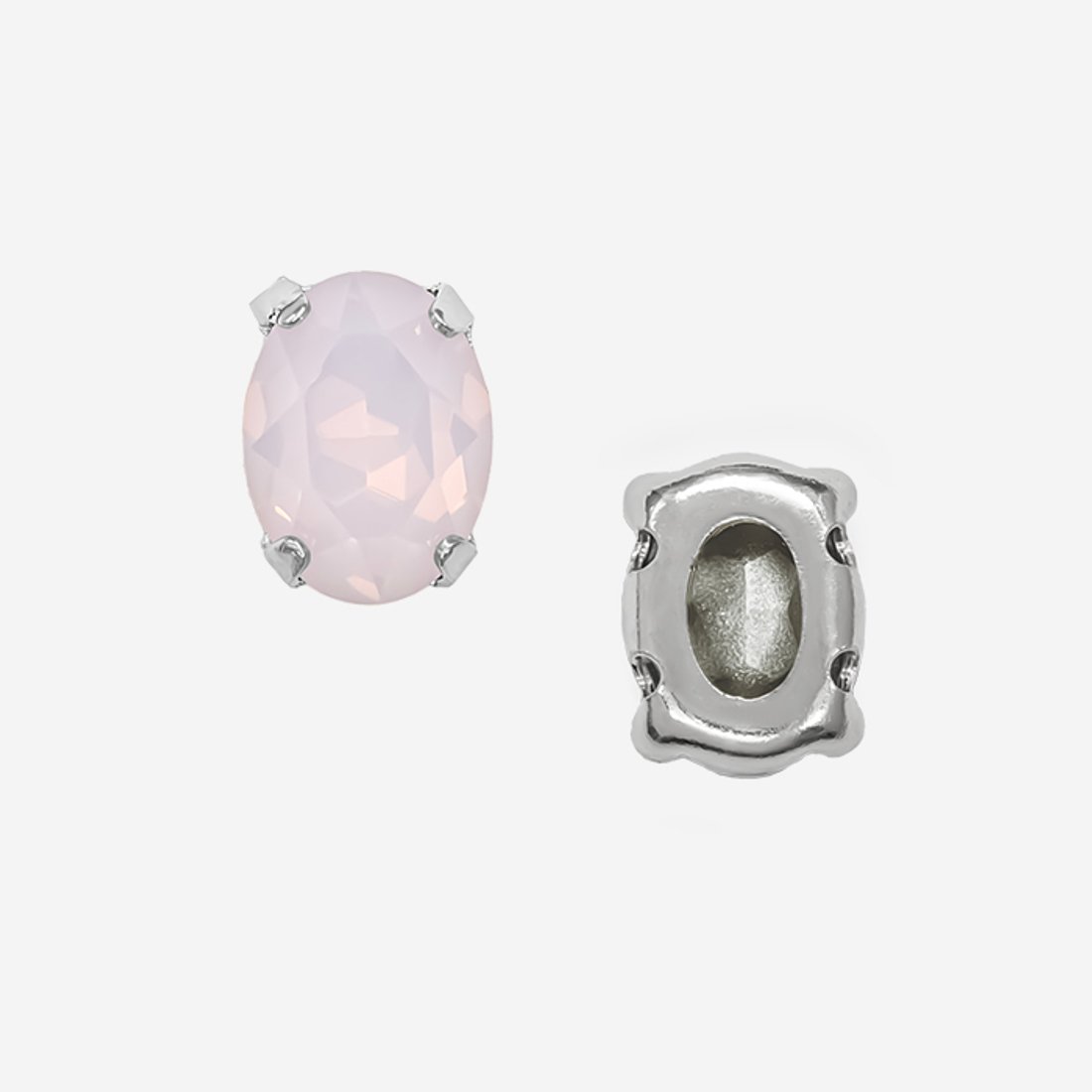 Овал (Oval Fancy Stone) в цапах, оттенок "Rose Water Opal", 8*6мм, родирование