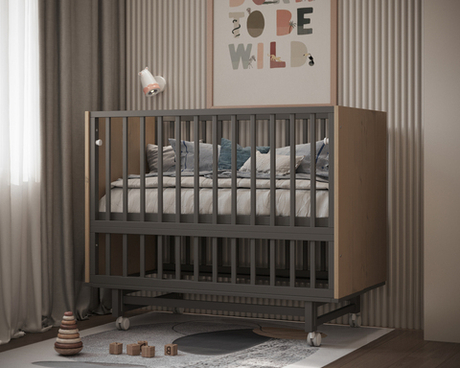 Детская кроватка для новорожденного Cambridge графит/дуб
