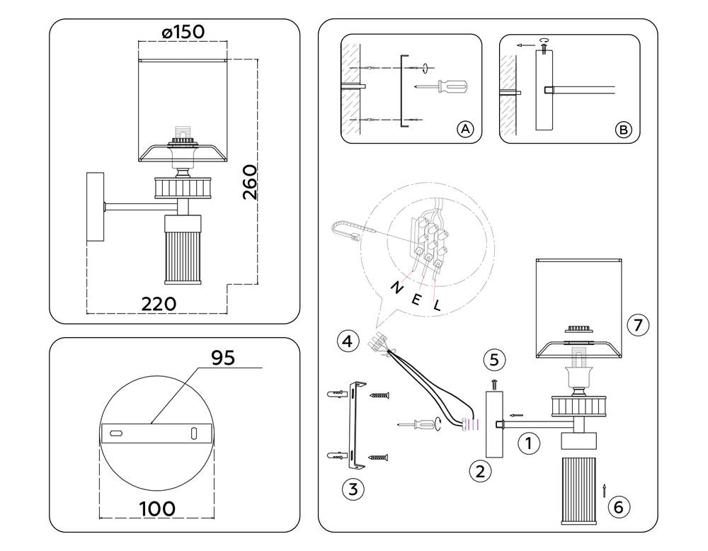Светильник настенный LH71305 CGD/WH золото/белый E14 max 40W 220*150*260