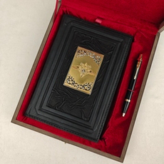 Набор "Ежедневник "Герб МВД" (златоустовская гравюра) из натуральной кожи со съемной обложкой и ручкой Parker"