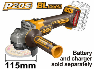Аккумуляторная УШМ 20В, BL 115/125 мм без АКБ и ЗУ SUPER INGCO CAGLI21154 INDUSTRIAL