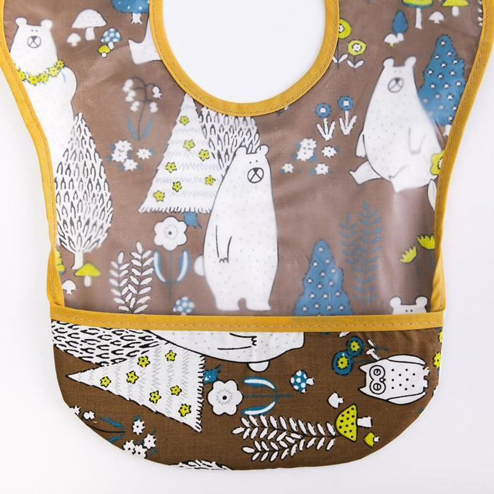 5545681 Нагрудник детский, непромокаемый с карманом «Медведи» на липучке