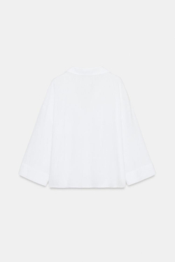ZARA СВОБОДНАЯ РУБАШКА ИЗ ЛЬНА, БЕЛЫЙ