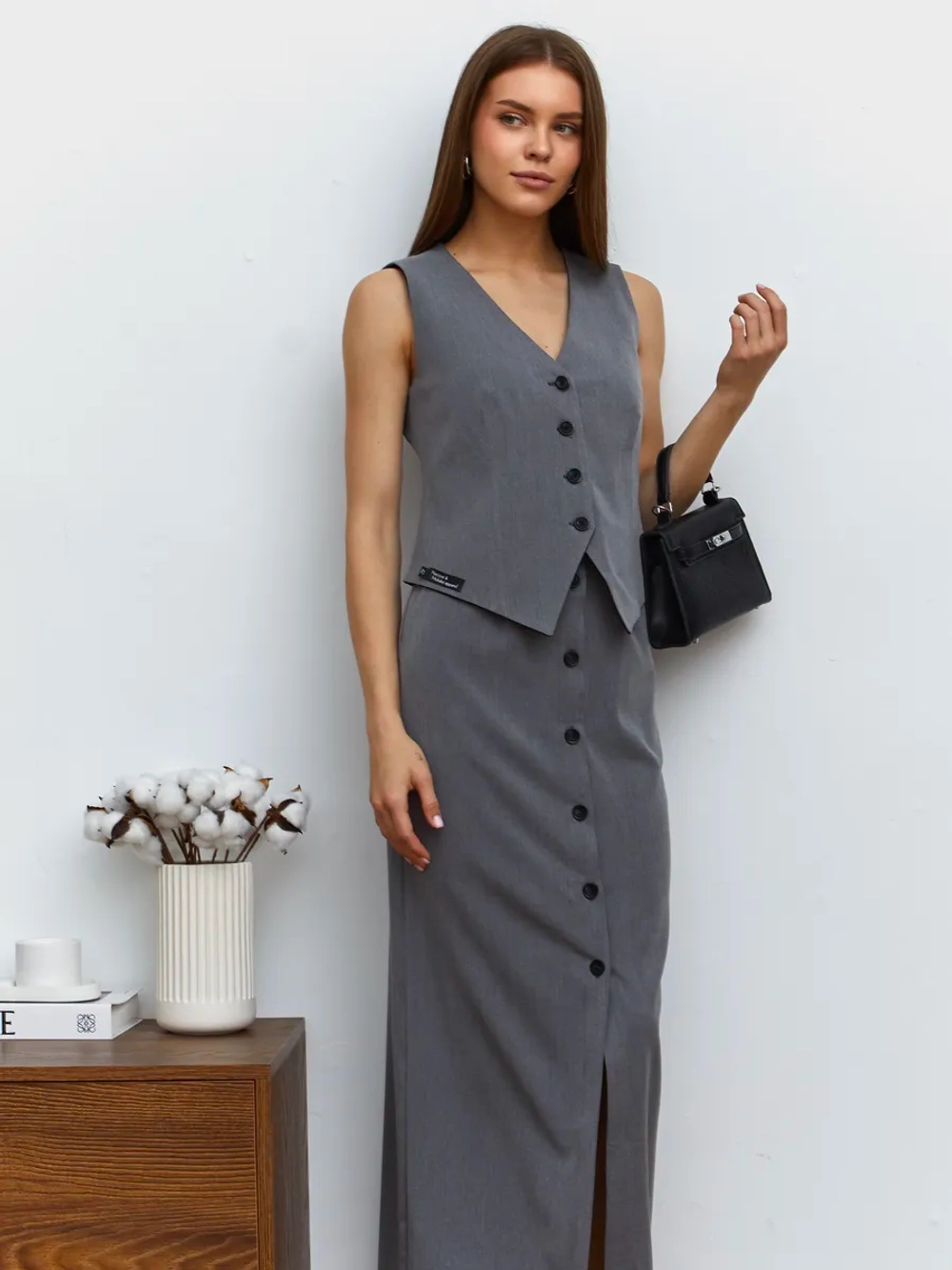 Юбка длинная на пуговицах