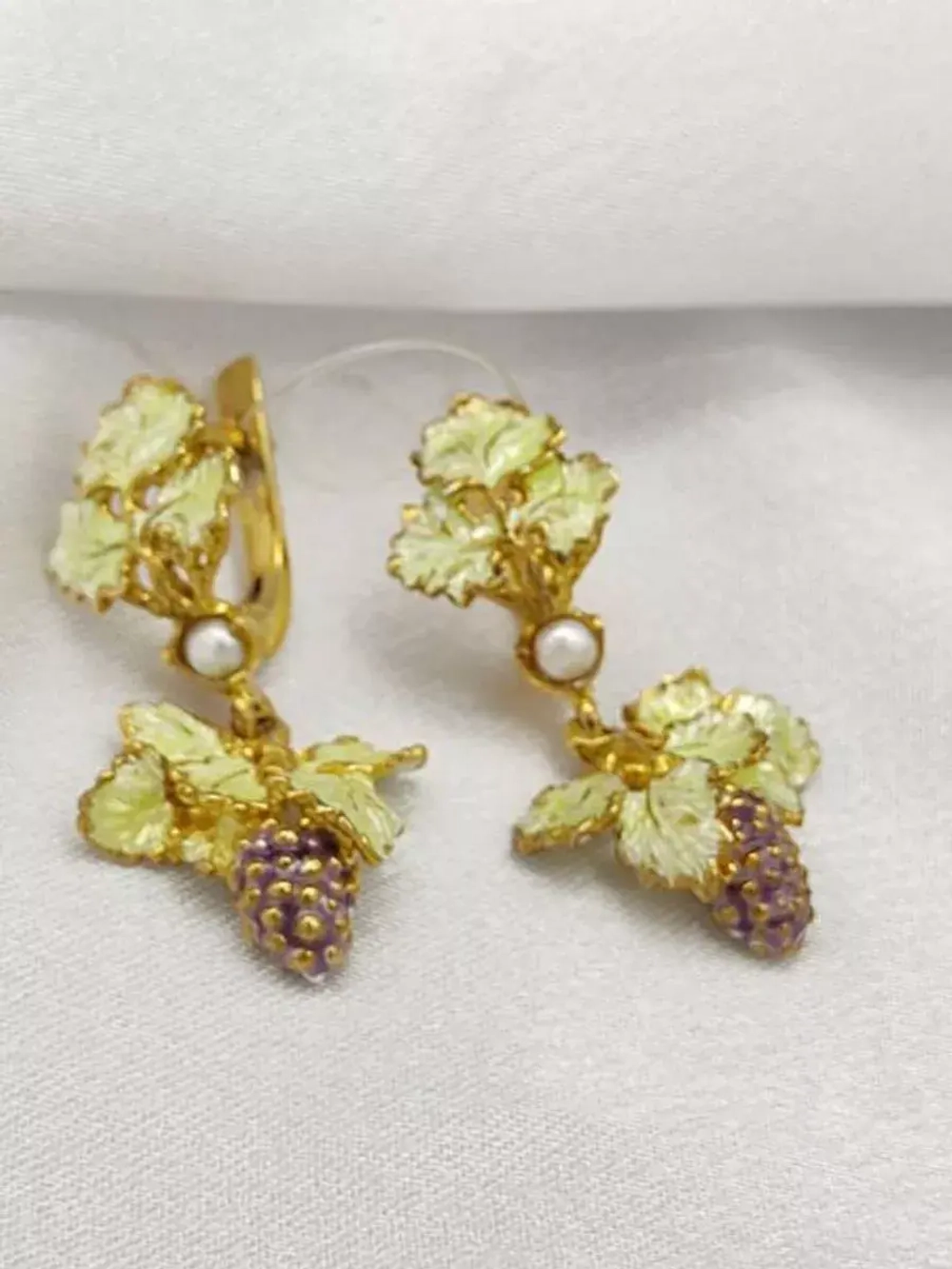 Ювелирные серьги серебро с фианитами и эмалью