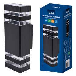 UUL-S18A 2x60W-E27 IP65 BLACK Светильник уличный. под две лампы Е27. Архитектурный накладной. Корпус черный. TM Uniel