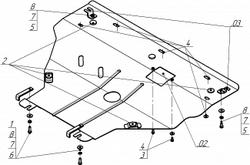 Защита картера двигателя, КПП. 2 мм, Сталь. для Opel Vivaro 2006-2014, Motodor.01529