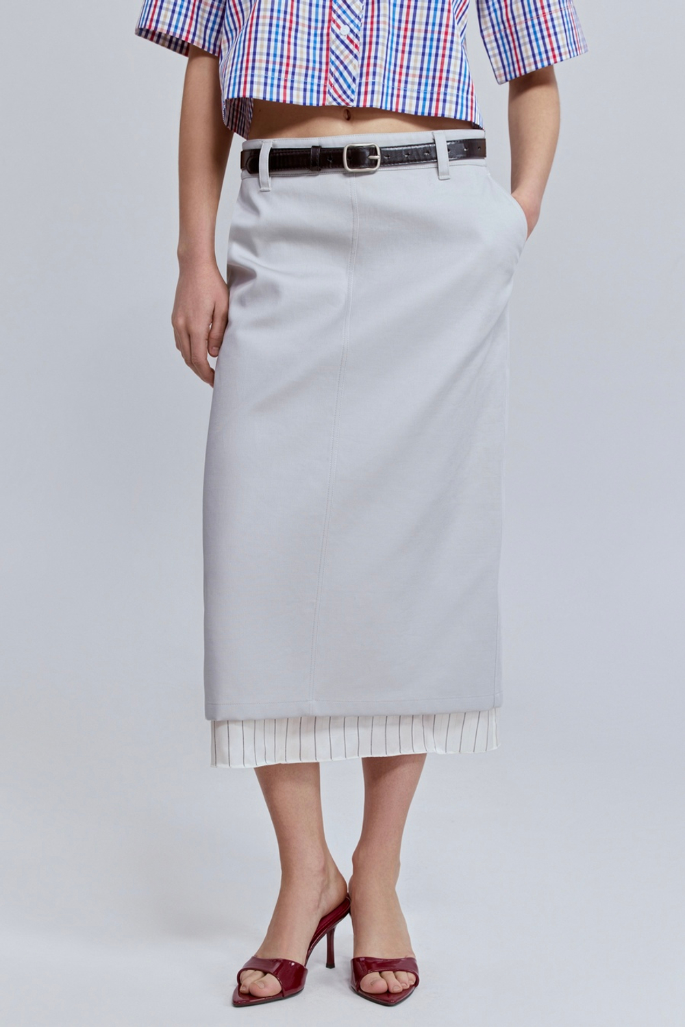 Юбка прямая с контрастной подкладкой