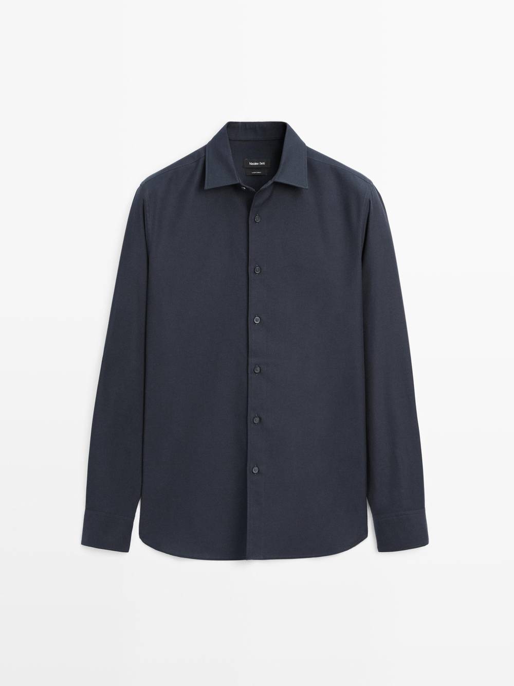 Massimo Dutti Рубашка прямого кроя в рубчик, темно-синий