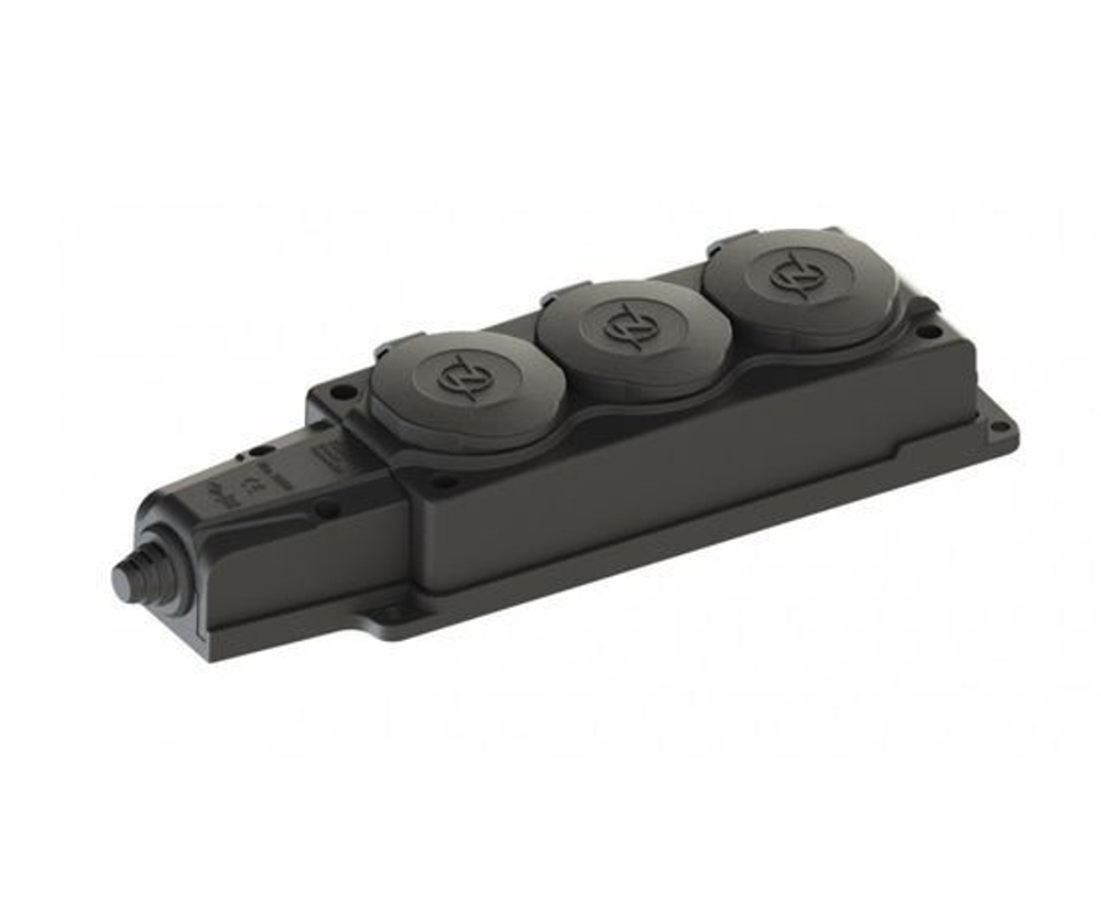 Колодка ОУ тройная 3 гнезда с заглушкой каучук 2P+PE 1x16A 220-240V IP54 NE-AD (Турция)
