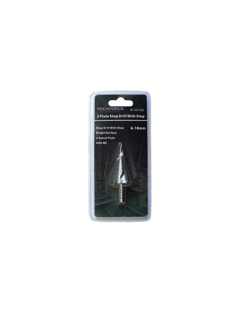 Сверло ступенчатое спиральное HSS M2(6-18мм), в блистере RockForce##Rock FORCE RF-44745S