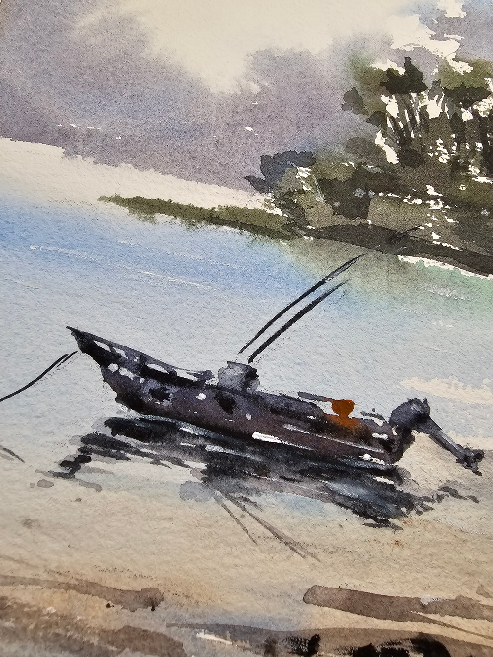 Картина авторская акварельная в паспарту 21х30 см на стену для интерьера "В ожидании..."