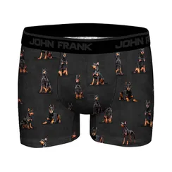 Мужские трусы боксеры темно-серые с принтом JOHN FRANK JFBD378-DOBERMAN