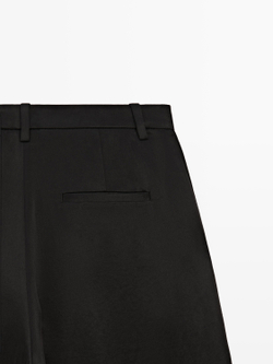 Massimo Dutti Свободные брюки со складками, черный