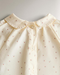 ZARA HOME ДЕТСКАЯ РУБАШКА С ЦВЕТОЧНЫМ ПРИНТОМ, ЖЕЛТОВАТО-БЕЛЫЙ