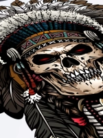 Наклейка - Череп индеец