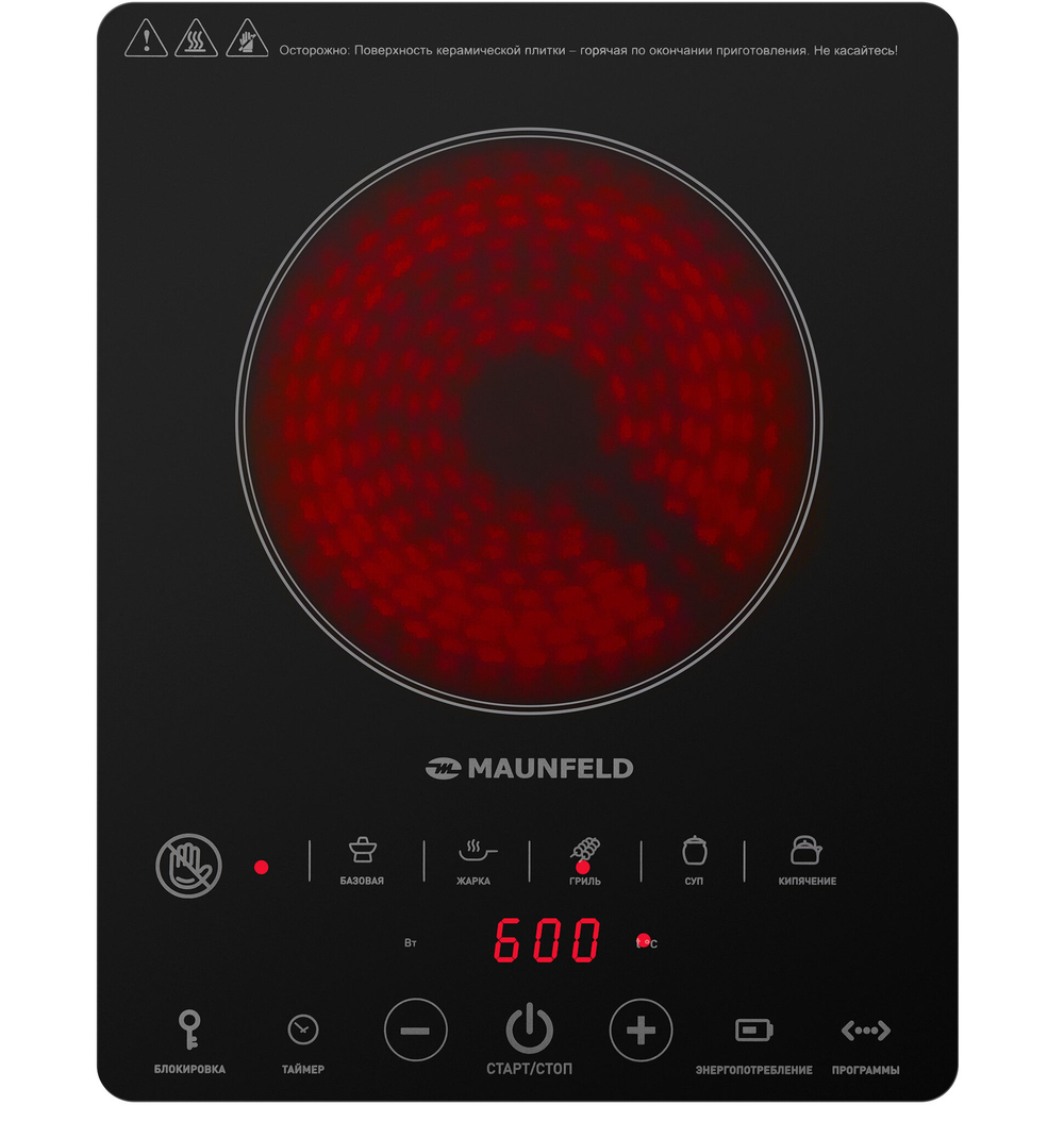 Электрическая стеклокерамическая плитка MAUNFELD EVCE.F291-BK фото 2