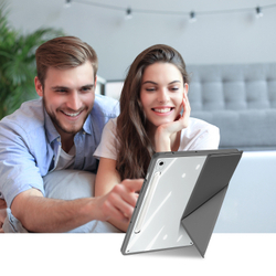 Чехол книжка серого цвета от Dux Ducis для Samsung Galaxy Tab S10 FE+, серия Magi Series Case, с держателем Pencil и функцией автоматического перехода в спящий режим