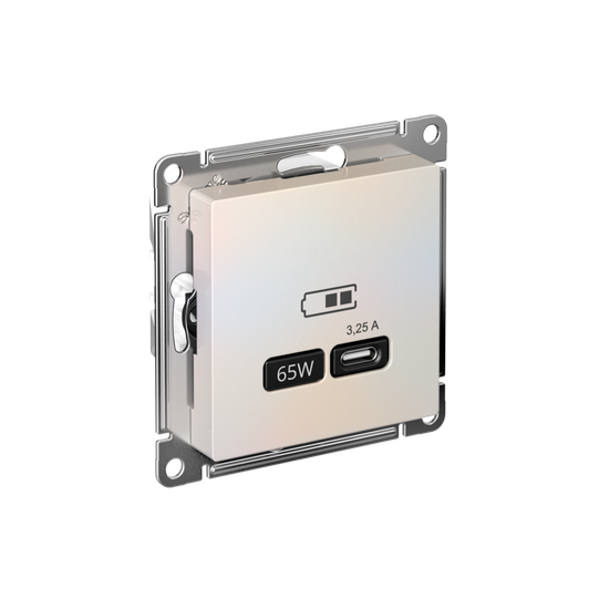 Розетка USB AtlasDesign тип C 65Вт QC PD высокоскор. ЗУ механизм жемчуж. SE ATN000427