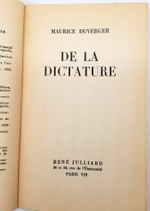 "De la dictature (Диктатура)". Maurice Duverger (Морис Дюверже)