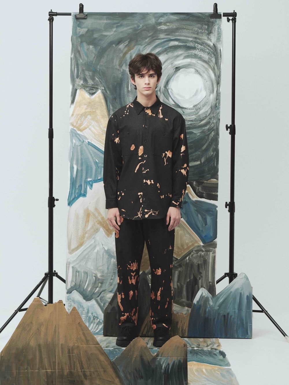 Рубашка Sashina Bleach Tie-Dye черная