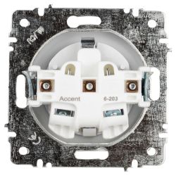 Розетка Intro Accent 6-203-01 с заземлением 2P+E Schuko с крышкой 16А-250В IP20 СУ AL/CU белый