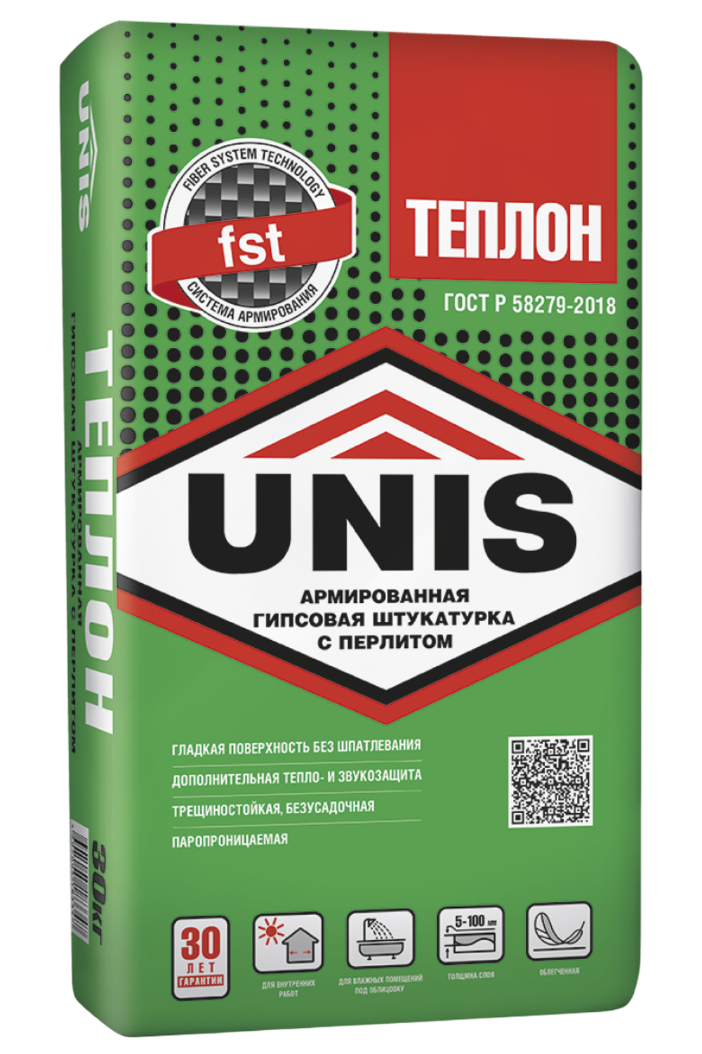 Штукатурка UNIS ТЕПЛОН гипсовая армированный теплосберегающая   30 кг