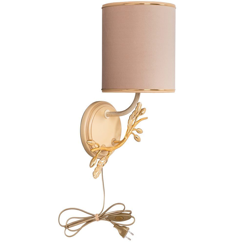 Бра настенный светильник Oliva Branch (Олива Бранч) правое Айвори Мраморное золото с абажуром Айвори