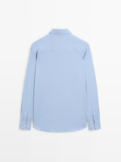 Massimo Dutti Рубашка облегающего кроя из эластичной ткани, небесно-голубой