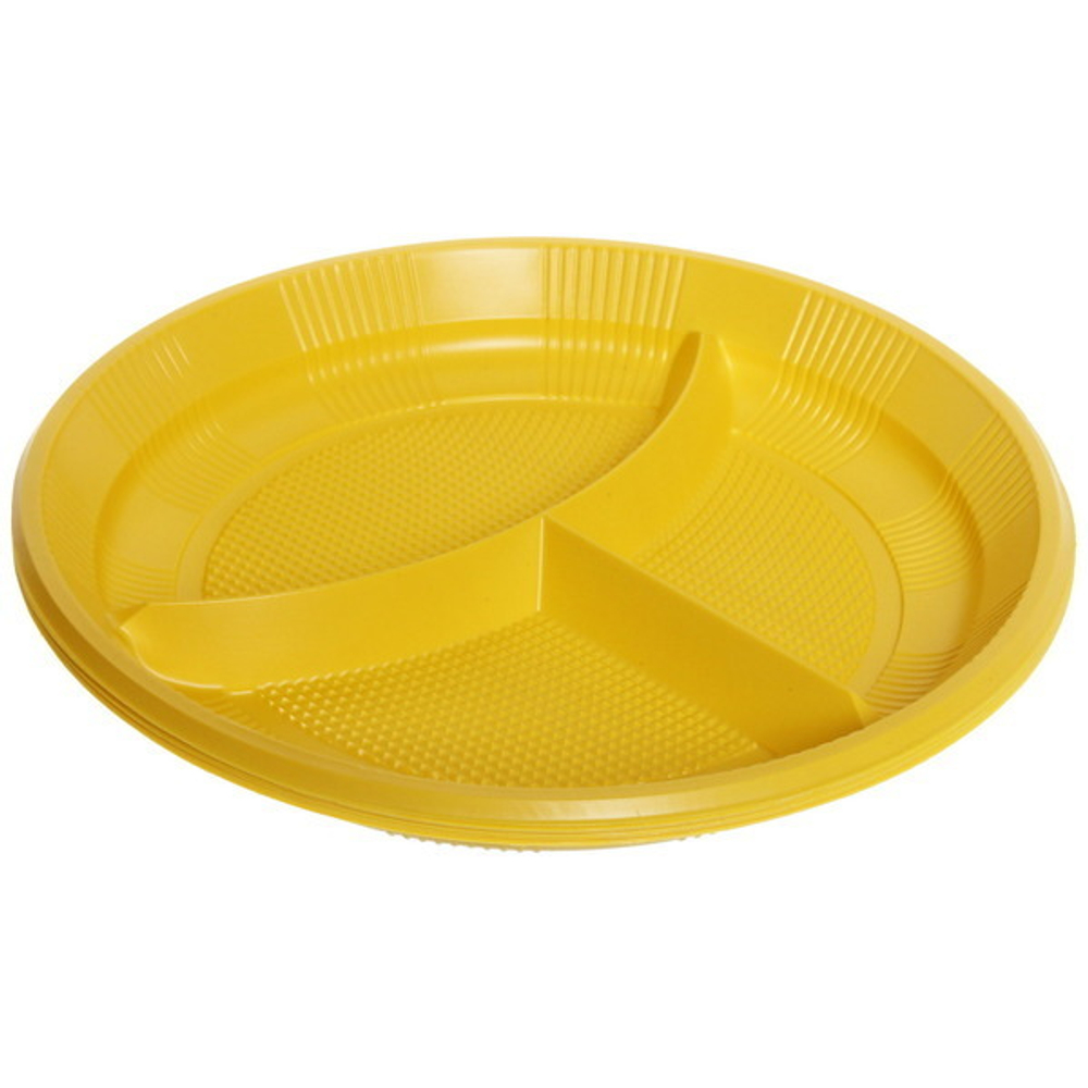 Тарелка одноразовая 20,5см 3-х секционная в наборе 12шт