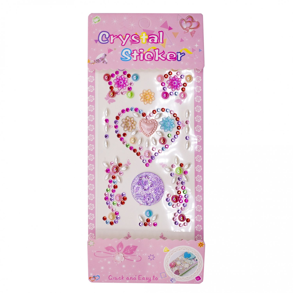 Наклейки-стразы Alingar, акриловые, "Сердечки", сердечки, звездочки, узоры, пакет с европодвесом