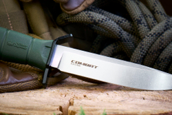 Нож Kizlyar Supreme COMBAT AUS-8 SW OKH PS (StoneWash, Olive Kraton Handle, Polyamid Sheath)