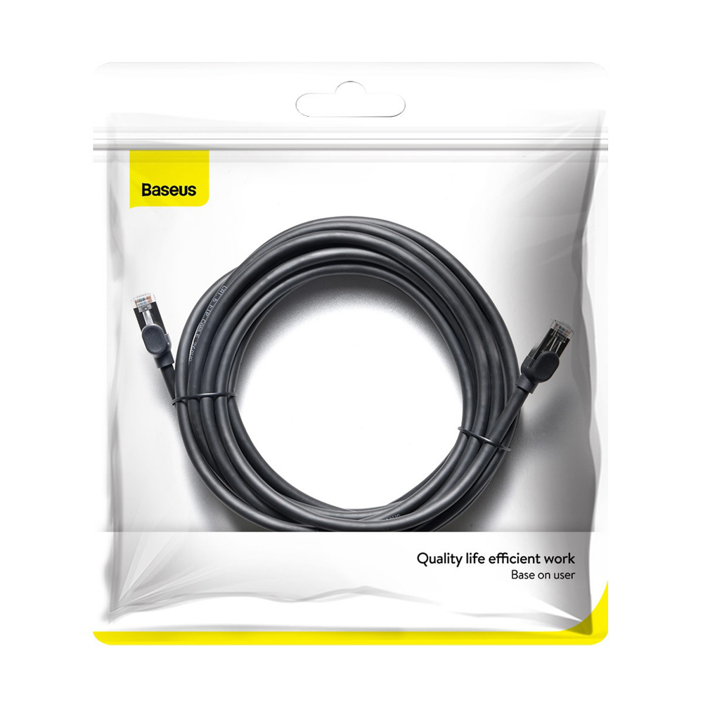 LAN кабель Baseus High Speed Six Types of RJ45 Gigabit Network Cable (Round) - Black 5m