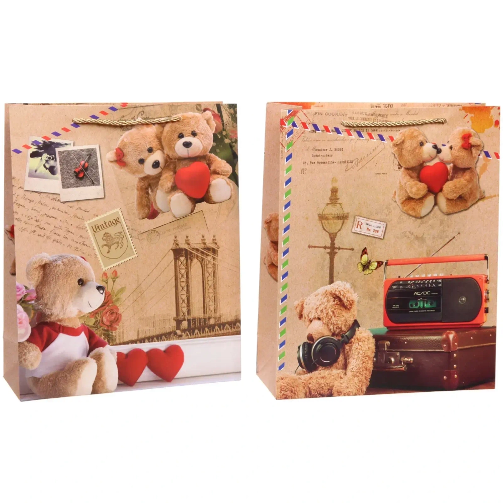 Пакет подарочный «Милый мишка» 26*32*10 см, микс