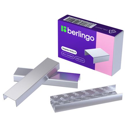 Скобы для степлера №26/6, оцинкованные, Berlingo