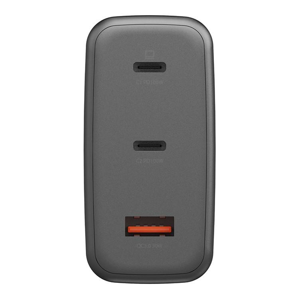 Сетевое зарядное устройство Energea AmpCharge GaN100 мощностью 100 Вт (2 USB-C, USB-A) (GaN) Многопортовый мощный адаптер питания. Есть поддержка PD 3.0, QC 3.0 и PPS