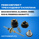Ремкомплект трехходового клапана для котлов Baxi Eco Nova, Classic, Home, Eco 5, Federica Bugatti ТУРЦИЯ