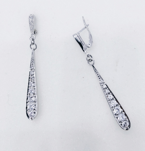 "Парита" серьги в родиевом покрытии из коллекции "Lance" от Jenavi  с английским замком