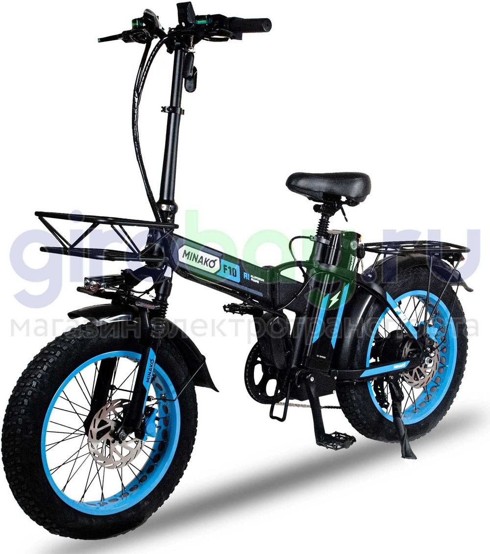 Электровелосипед Minako F10 Pro 2025 года (48V/20Ah) - Синий обод Электровелосипед Minako F10 Pro 2025 года (48V/20Ah) - Синий обод фото №1