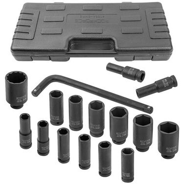 Набор головок ударных глубоких с Г-образным воротком 1/2''15+1пр.(6-гр)(10,12,13-17,19,21,22,24,27,30,32мм,36мм-12гр),в кейсе RockForce##Rock FORCE RF-4166A-5MPB