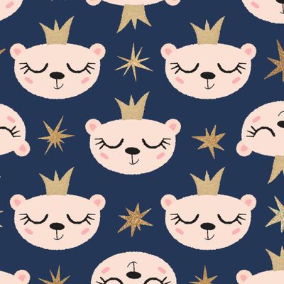 Медвежата в коронах на фоне звездного неба