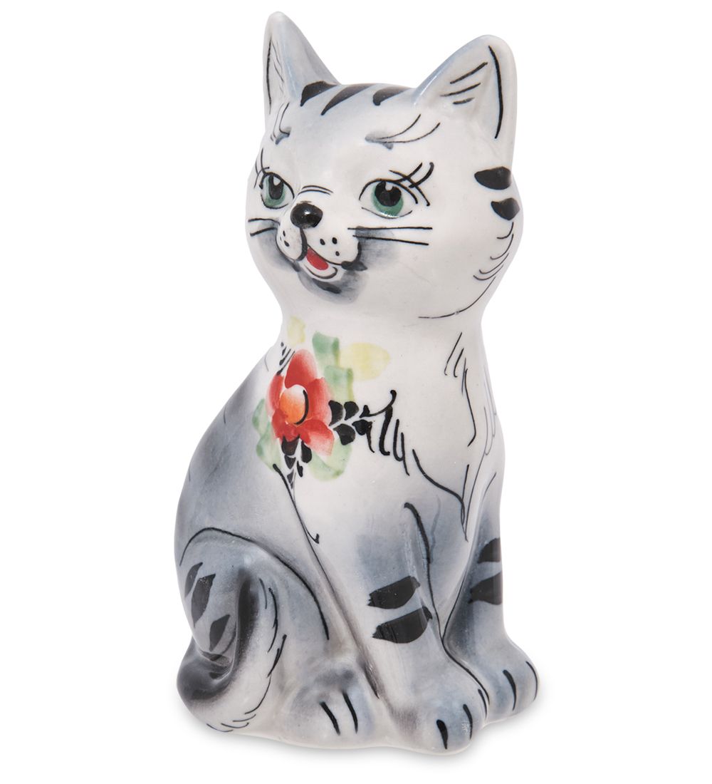 ГЛ- 093/2 Фигурка «Кошка» цв. (Гжельский фарфор)