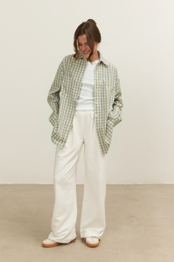 Рубашка 07, бежево-зеленая