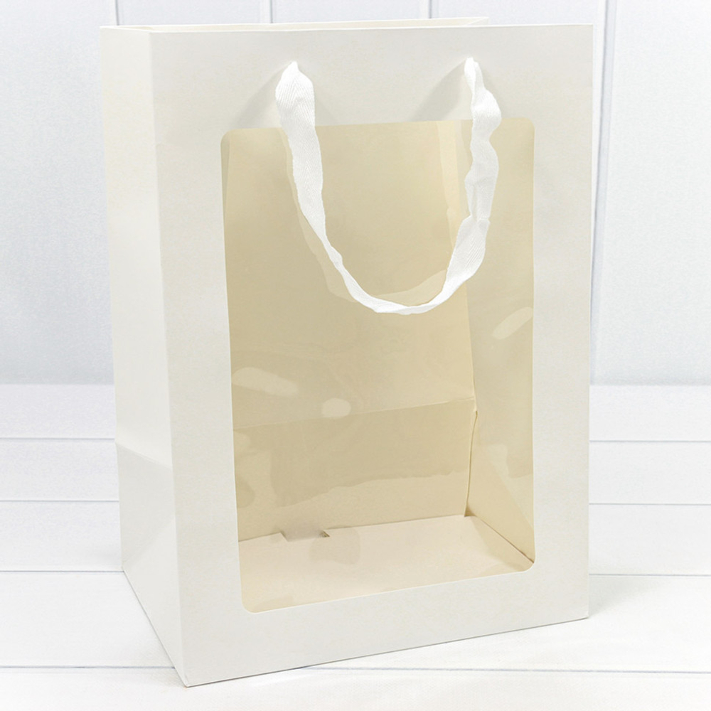 Пакет подарочный 18х25х13см с окошком (Белый)