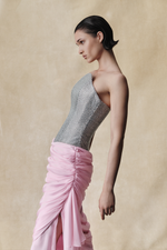 Платье из шелкового шифона с корсетом из кристаллов