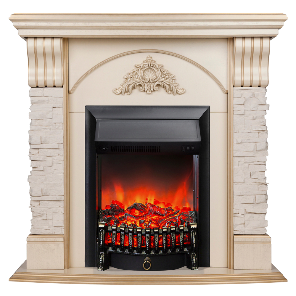 Каминокомплект Real Flame Athena WT с очагом Fobos Lux Black (без пульта)