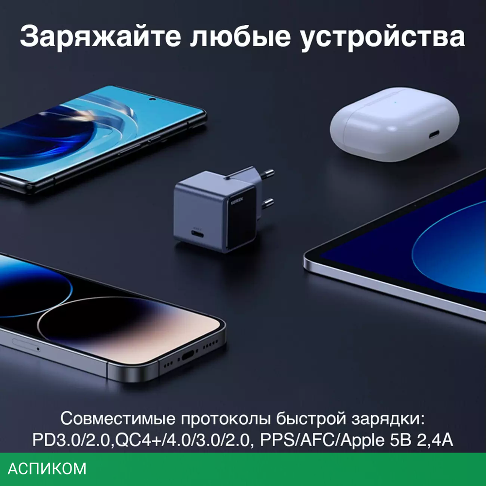 Сетевое зарядное устройство Ugreen X503 Space Gray (35041)
