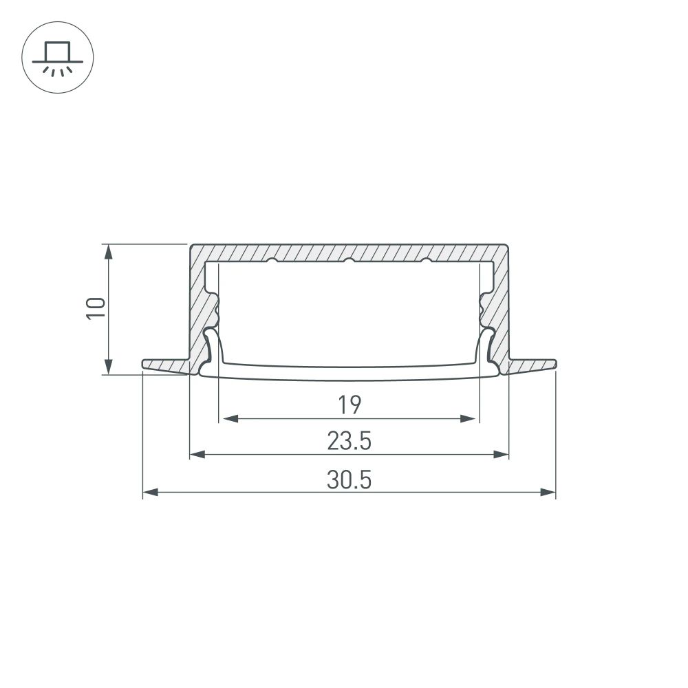 Профиль ARH-WIDE-F-H10-2000 ANOD (Arlight, Алюминий) 016186